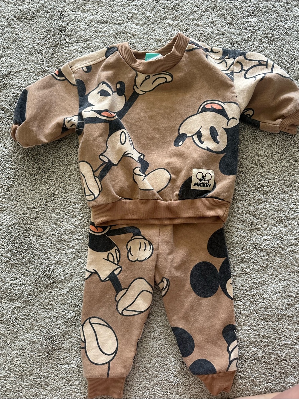 Mickey Mouse Brown Baby 6-9 months Sweatshirt & Joggers Set